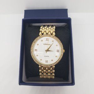CRRJU Gold Bracelet Watch Stainless Steel Back Water Resistant (NWOT)